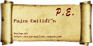 Pajzs Emilián névjegykártya